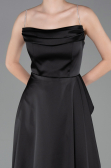 Long Black Satin Prom Gown ABU6130