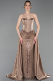 Long Cappuccino Beaded Evening Dress ABU6125