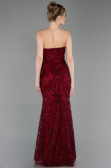 Long Burgundy Laced Evening Dress ABU6159