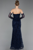 Long Navy Blue Laced Evening Dress ABU6159