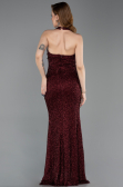 Long Burgundy Beaded Mermaid Prom Dress ABU6165