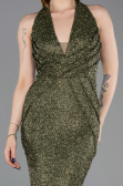 Long Olive Drab Beaded Mermaid Prom Dress ABU6165