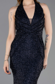Long Navy Blue Beaded Mermaid Prom Dress ABU6165