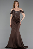 Long Brown Satin Mermaid Prom Dress ABU6166