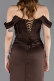 Long Brown Satin Mermaid Prom Dress ABU6166