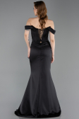 Long Black Satin Mermaid Prom Dress ABU6166