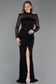 Long Black Dantelle Evening Gown ABU6169