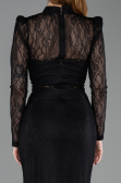 Long Black Dantelle Evening Gown ABU6169