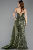 Long Olive Drab Scaly Evening Dress ABU6173