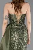 Long Olive Drab Scaly Evening Dress ABU6173