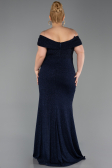 Long Navy Blue Plus Size Evening Gown ABU5714