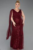 Long Burgundy Beaded Plus Size Evening Gown ABU6133