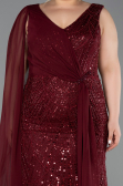 Long Burgundy Beaded Plus Size Evening Gown ABU6133