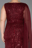 Long Burgundy Beaded Plus Size Evening Gown ABU6133