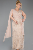 Long Gold Beaded Plus Size Evening Gown ABU6133