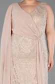 Long Gold Beaded Plus Size Evening Gown ABU6133