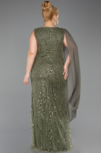 Long Olive Drab Beaded Plus Size Evening Gown ABU6133