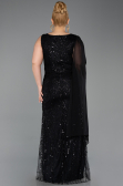 Long Black Beaded Plus Size Evening Gown ABU6133