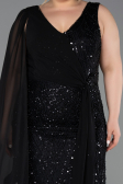 Long Black Beaded Plus Size Evening Gown ABU6133