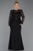 Long Black Plus Size Evening Dress ABU6183