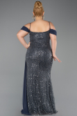 Long Anthracite Scaly Plus Size Evening Gown ABU6134