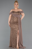 Long Cappuccino Scaly Plus Size Evening Gown ABU6134