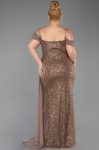 Long Cappuccino Scaly Plus Size Evening Gown ABU6134