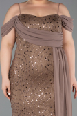 Long Cappuccino Scaly Plus Size Evening Gown ABU6134