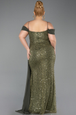 Long Olive Drab Scaly Plus Size Evening Gown ABU6134