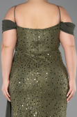 Long Olive Drab Scaly Plus Size Evening Gown ABU6134