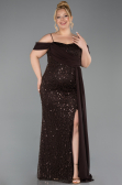 Long Brown Scaly Plus Size Evening Gown ABU6134