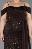 Long Brown Scaly Plus Size Evening Gown ABU6134