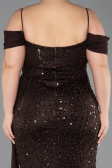 Long Brown Scaly Plus Size Evening Gown ABU6134
