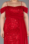 Long Red Scaly Plus Size Evening Gown ABU6134