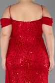 Long Red Scaly Plus Size Evening Gown ABU6134