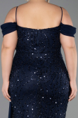 Long Navy Blue Scaly Plus Size Evening Gown ABU6134