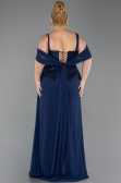 Long Navy Blue Chiffon Plus Size Evening Dress ABU6184
