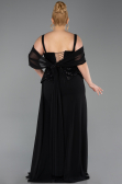 Long Black Chiffon Plus Size Evening Dress ABU6184