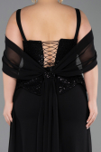 Long Black Chiffon Plus Size Evening Dress ABU6184