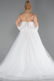 White Lace Off The Shoulder Long Plus Size Wedding Dress ABG028
