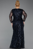 Long Navy Blue Scaly Formal Plus Size Dress ABU5937