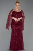 Burgundy Long Beaded Plus Size Evening Gown ABU5067