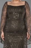 Olive Drab Long Beaded Plus Size Evening Gown ABU5067
