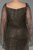 Olive Drab Long Beaded Plus Size Evening Gown ABU5067