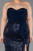 Long Navy Blue Beaded Plus Size Evening Dress ABU5989