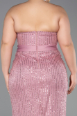 Long Powder Color Beaded Plus Size Evening Dress ABU5989