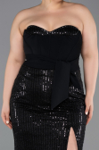 Long Black Beaded Plus Size Evening Dress ABU5989