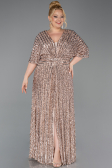 Gold Long Scaly Plus Size Evening Gown ABU5846