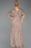 Gold Long Scaly Plus Size Evening Gown ABU5846