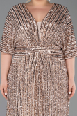 Gold Long Scaly Plus Size Evening Gown ABU5846